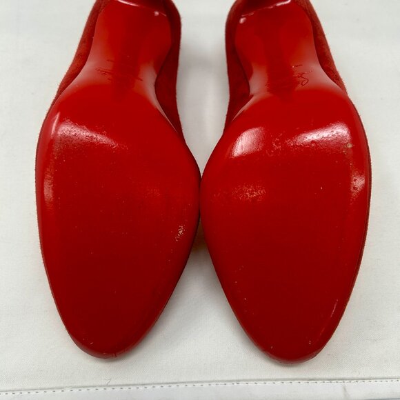 CHRISTIAN LOUBOUTIN Red Suede Pumps - Picture 4 of 10